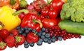 Assorted produce - bell peppers, apples, berries Royalty Free Stock Photo