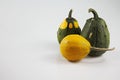 Assorted pumpkins and squash  on white Royalty Free Stock Photo