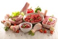 Assorted raw meats Royalty Free Stock Photo