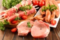 Assorted raw meats Royalty Free Stock Photo