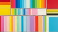 Assorted rectangular sheets of colored paper arranged in a grid pattern Royalty Free Stock Photo