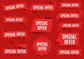 Assorted red special offer labels and banners in various shapes and styles Royalty Free Stock Photo