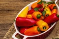 Assorted ripe multi-colored baby peppers