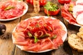 assorted salami and bacon Royalty Free Stock Photo