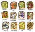 Assorted sandwiches vector illustration