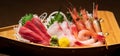 Assorted sashimi platter. Sashimi is fillet of raw fish