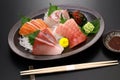 assorted sashimi tuna(medium fatty), salmon, yellowtail, and sea bream. authentic Japanese dining. Royalty Free Stock Photo