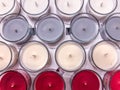 Assorted scented candles stored in a box Royalty Free Stock Photo
