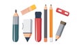 Assorted School and Office Stationery Essentials, vector design Generative AI Royalty Free Stock Photo
