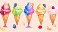 Colorful set of ice cream with different Royalty Free Stock Photo