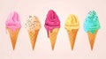 Colorful set of ice cream with different Royalty Free Stock Photo