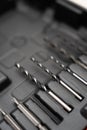 Assorted screwdriver bits in repair kit Royalty Free Stock Photo