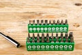 Assorted screwdriver insert tips Royalty Free Stock Photo
