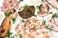 Assorted seafood on display at a fish market Royalty Free Stock Photo