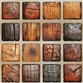 Assorted seamless patterns featuring intricate wood textures for design and backgrounds Royalty Free Stock Photo