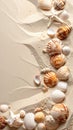 Assorted Seashells and Starfish Scattered on Textured Sand Beach Shoreline Royalty Free Stock Photo