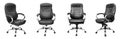 Assorted set of black leather office chairs isolated on white Royalty Free Stock Photo