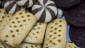 Assorted shortbread cookie close-up on a plate