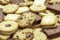 Assorted colse up slection of tea biscuits Royalty Free Stock Photo