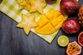 Assorted sliced tropical fruits Royalty Free Stock Photo