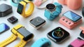 Assorted Smartwatches and Accessories on a White Surface Royalty Free Stock Photo