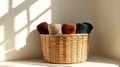 Assorted Socks in Wicker Basket on Sunny Day Royalty Free Stock Photo