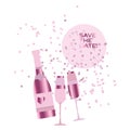 Assorted sparkling wine glasses and bottles. champagne concept f