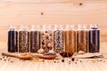 Assorted of spice bottles condiment . Royalty Free Stock Photo