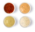 Assorted Spicy Sauces on Saucers, Royalty Free Stock Photo