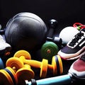 Assorted Sports Equipment on Black Royalty Free Stock Photo