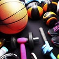 Assorted Sports Equipment on Black Royalty Free Stock Photo