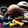 Assorted Sports Equipment on Black Royalty Free Stock Photo