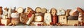 Assorted stack of various cheeses isolated on white background for culinary presentations Royalty Free Stock Photo