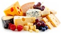 Assorted stack of various cheeses isolated on white background for a diverse selection Royalty Free Stock Photo