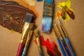 Old Artist Paintbrushes Pallet