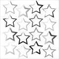 Assorted star shapes collection. Variety of outline styles. Celestial symbols set. Vector illustration. EPS 10. Royalty Free Stock Photo