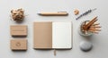 Assorted stationery items are arranged neatly Royalty Free Stock Photo