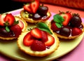 Ai Generative Assorted Strawberry Tartlets and Cakes Filled with Rich Custard and Cream Royalty Free Stock Photo