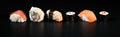 Assorted sushi close up Royalty Free Stock Photo