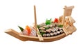 Assorted sushi Japanese food on the ship Royalty Free Stock Photo