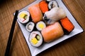 Assorted sushi on plate