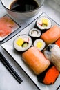 Assorted sushi on plate