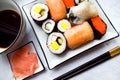 Assorted sushi on plate