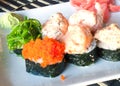 Assorted sushi plate on plate Royalty Free Stock Photo