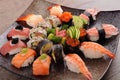 Assorted sushi platter Royalty Free Stock Photo