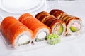 Assorted Sushi Rolls in a Takeout Container Royalty Free Stock Photo