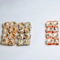 Assorted sushi set on white background Royalty Free Stock Photo