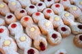 Assorted sweet donuts in a paper box. sweet baked dessert Royalty Free Stock Photo