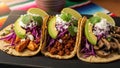 Assorted tacos with fresh toppings Royalty Free Stock Photo