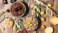Assorted tapenade and canape Royalty Free Stock Photo